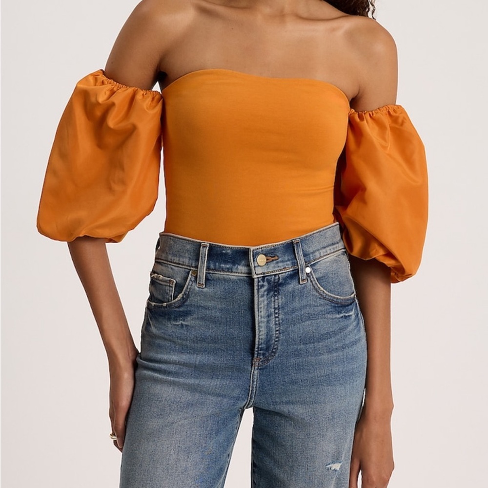 Express off the shoulder puff sleeve bodysuit
